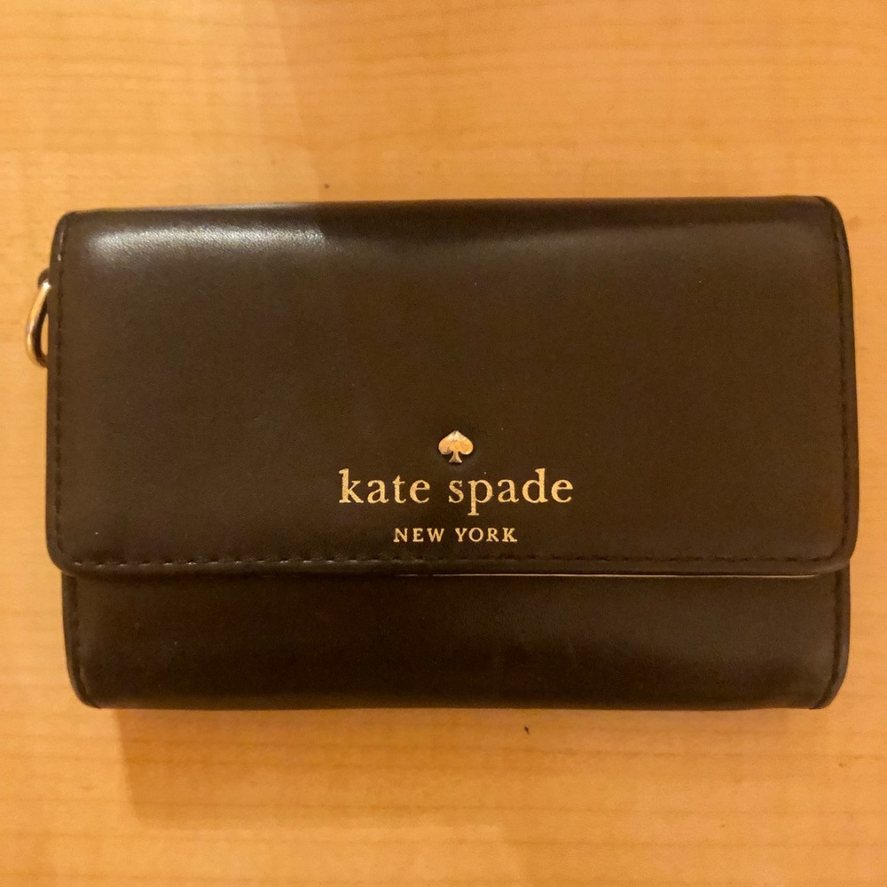 Kate Spade Black Leather Wallet ID Holder